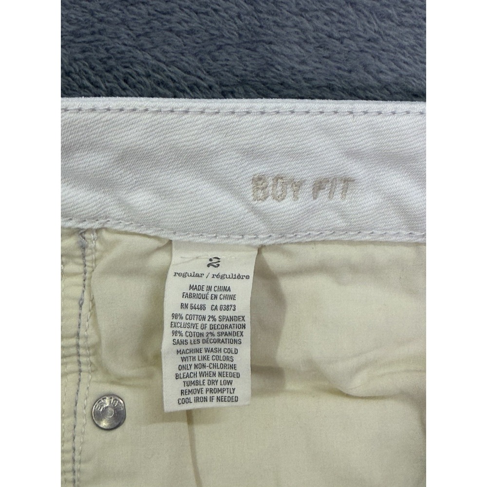 American Eagle Jeans Womens‎ 2 White Denim Boy Fit Distressed Crop Low Rise - Picture 8 of 9